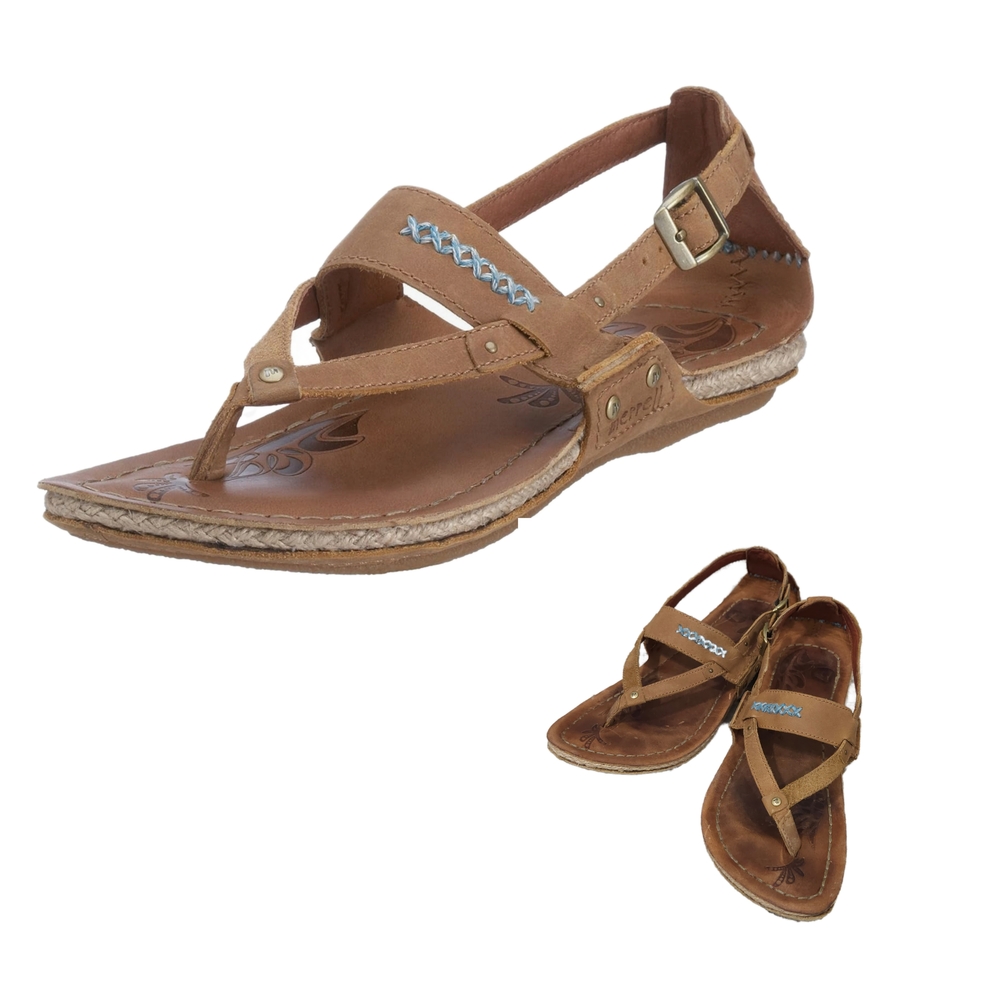 MERRELL "Milos" Genuine Leather Whipstitch Thong Open-Toe Mule Style Sandals